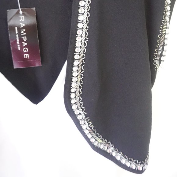 RAMPAGE BLACK RHINESTONE TRIM SILK BOLERO SIZE M - Picture 3 of 4